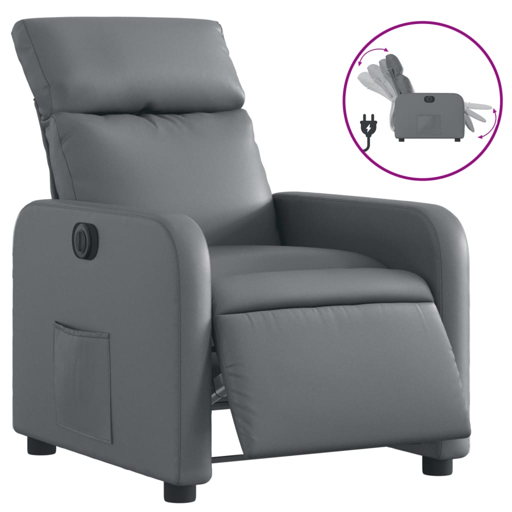 Vidaxl fauteuil verstelbaar elektrisch kunstleer grijs
