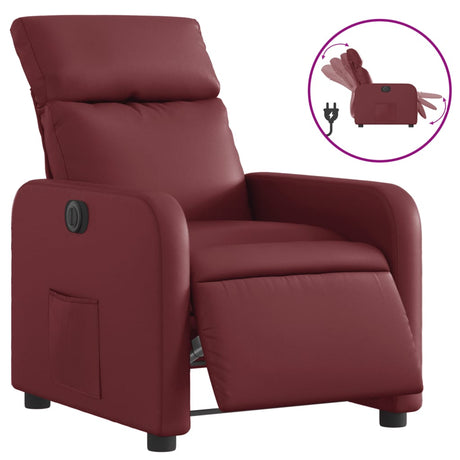 Vidaxl fauteuil verstelbaar elektrisch kunstleer wijnrood