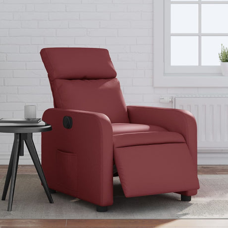 Vidaxl fauteuil verstelbaar elektrisch kunstleer wijnrood