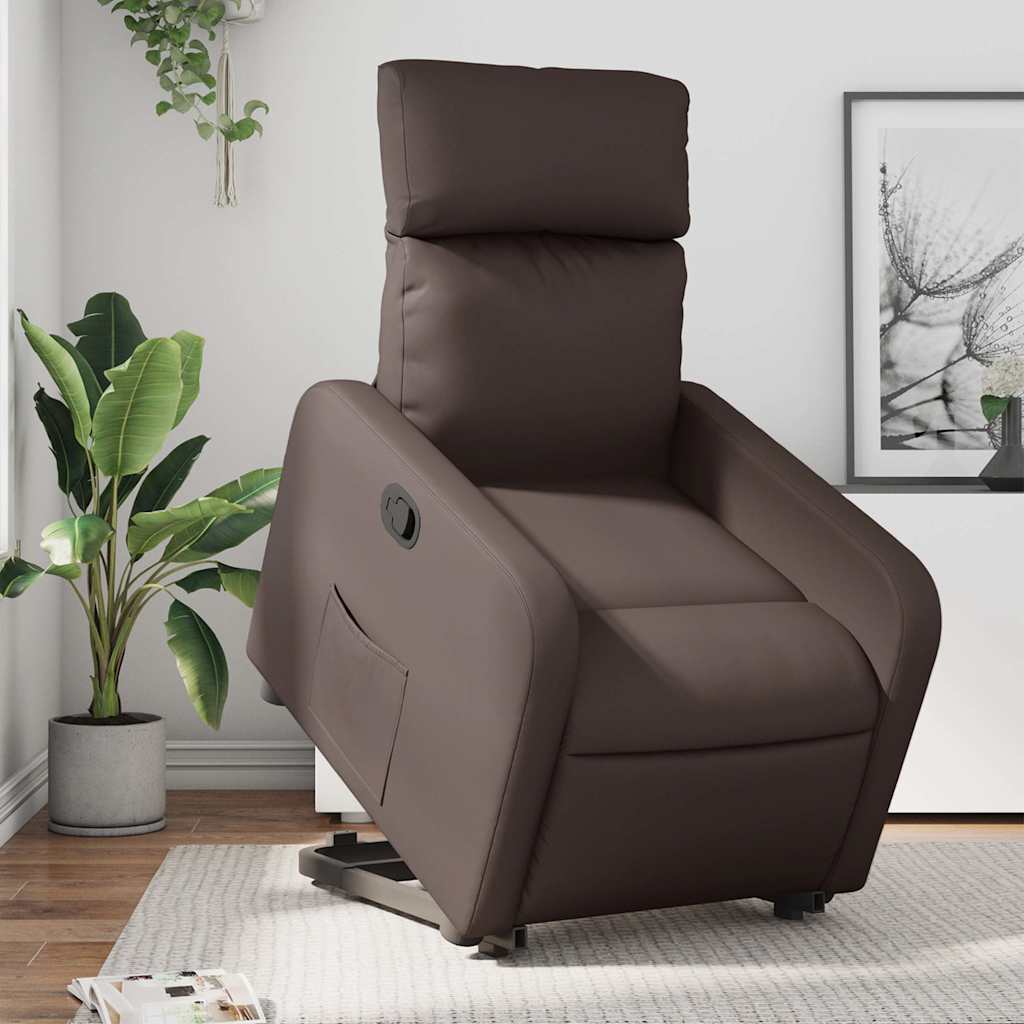 Vidaxl sta-op-fauteuil verstelbaar kunstleer bruin