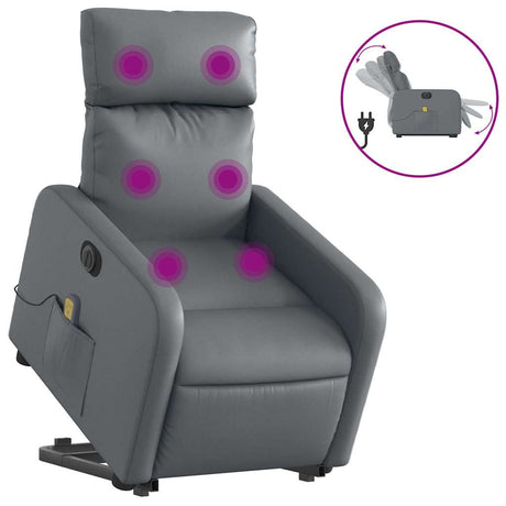 Vidaxl sta-op-massagestoel elektrisch kunstleer grijs
