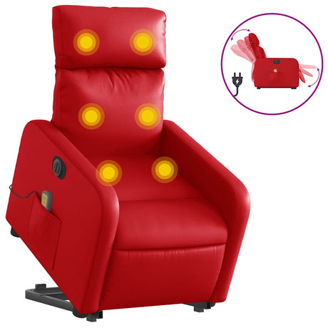 Vidaxl sta-op-massagestoel elektrisch kunstleer rood