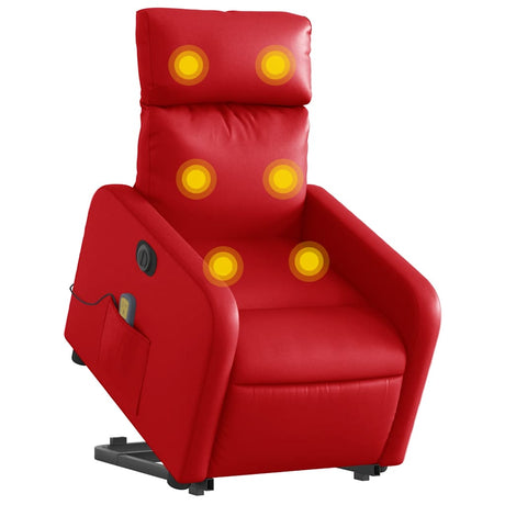 Vidaxl sta-op-massagestoel elektrisch kunstleer rood