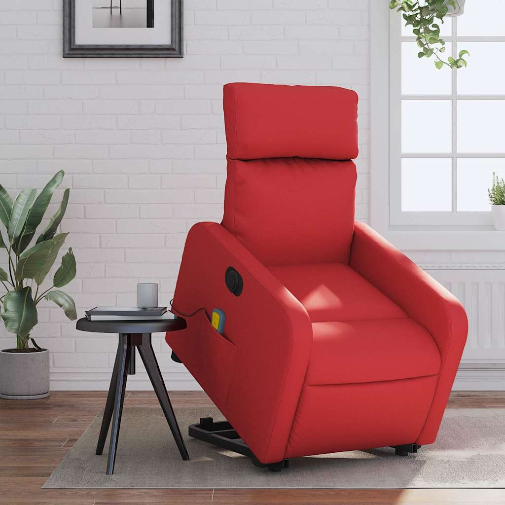 Vidaxl sta-op-massagestoel elektrisch kunstleer rood