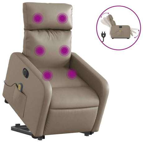 Vidaxl sta-op-massagestoel elektrisch kunstleer cappuccinokleurig