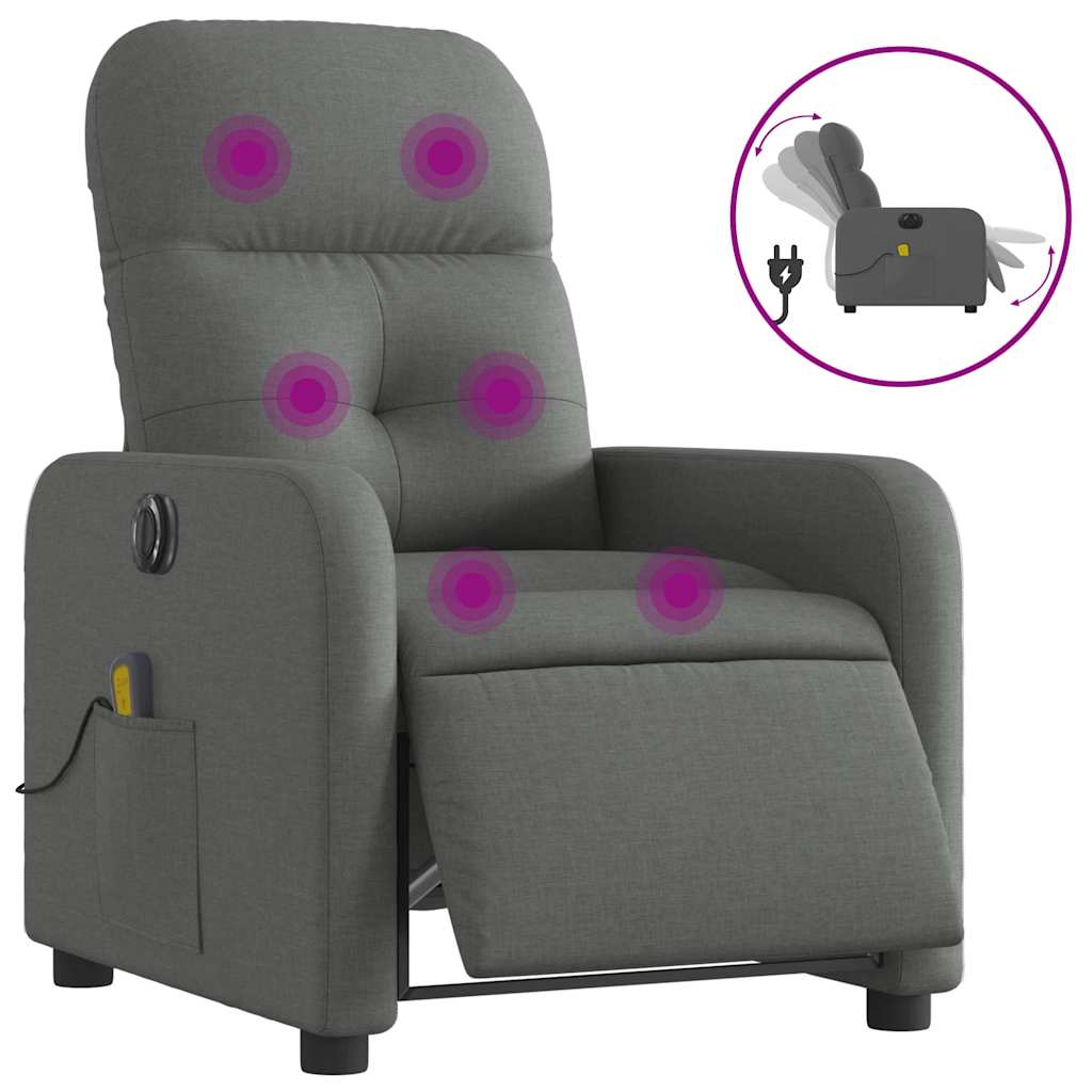 Vidaxl massagestoel elektrisch verstelbaar stof donkergrijs