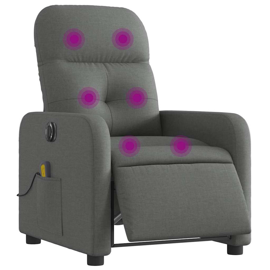 Vidaxl massagestoel elektrisch verstelbaar stof donkergrijs