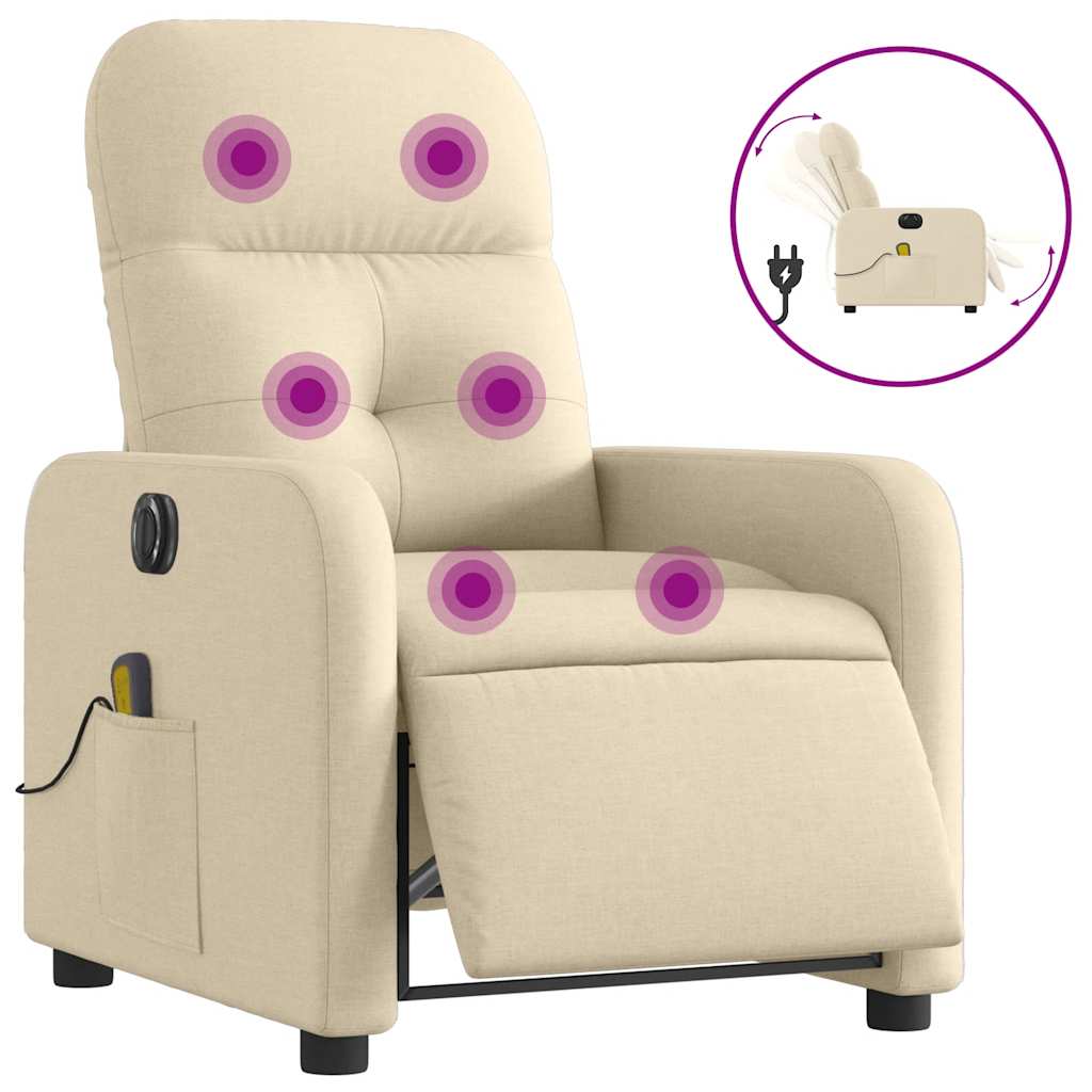 Vidaxl massagestoel elektrisch verstelbaar stof crèmekleurig