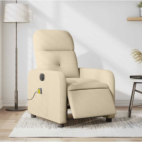 Vidaxl massagestoel elektrisch verstelbaar stof crèmekleurig