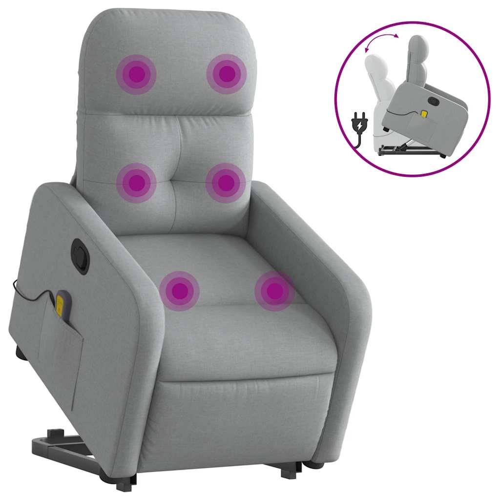 Vidaxl sta-op-massagestoel verstelbaar stof lichtgrijs