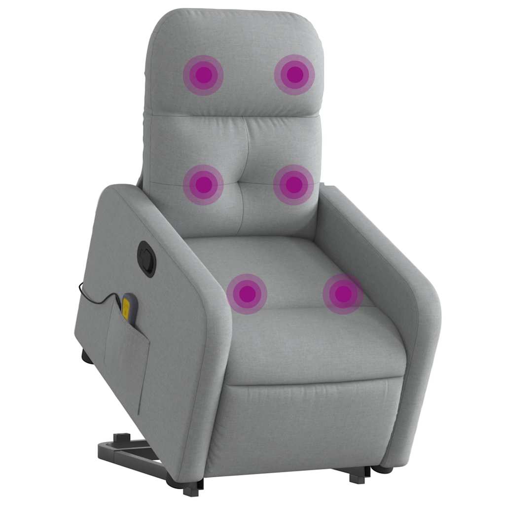 Vidaxl sta-op-massagestoel verstelbaar stof lichtgrijs