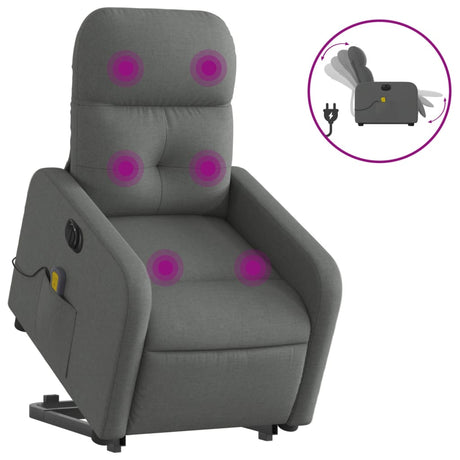 Vidaxl sta-op-massagestoel elektrisch verstelbaar stof donkergrijs