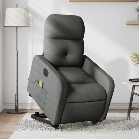 Vidaxl sta-op-massagestoel elektrisch verstelbaar stof donkergrijs