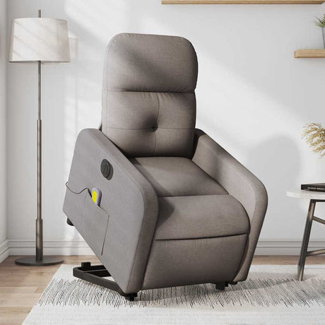 Vidaxl sta-op-massagestoel elektrisch verstelbaar stof taupe