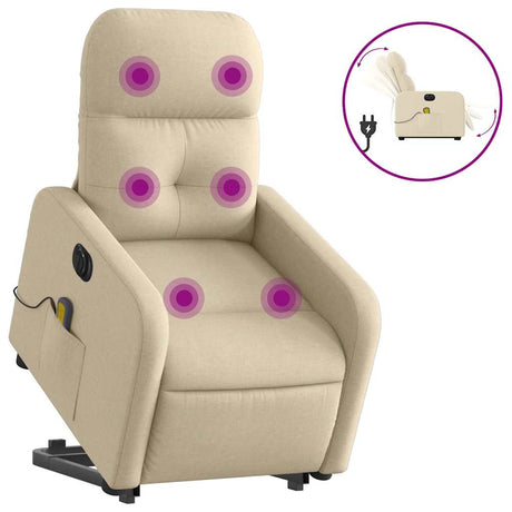 Vidaxl sta-op-massagestoel elektrisch verstelbaar stof crèmekleurig