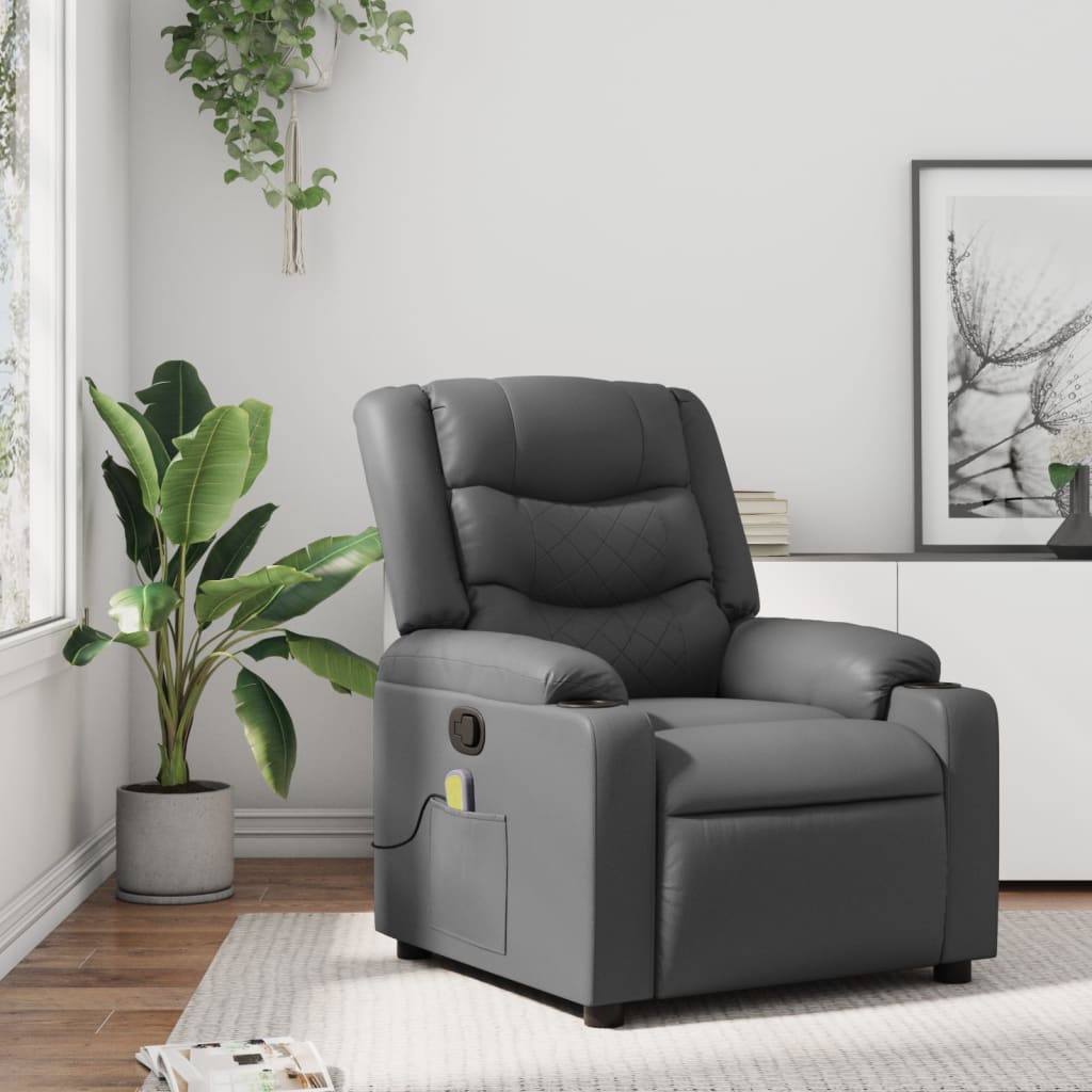 Vidaxl massagestoel van grijs kunstleer