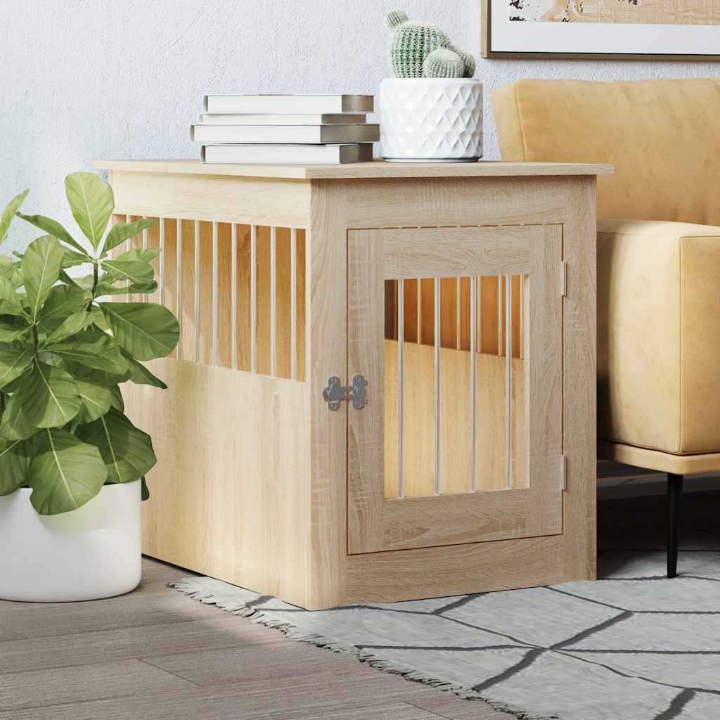 Vidaxl hondenbench 55x75x65 cm bewerkt hout sonoma eikenkleurig