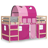 Vidaxl kinderhoogslaper met tunnel 80x200 cm massief grenenhout roze