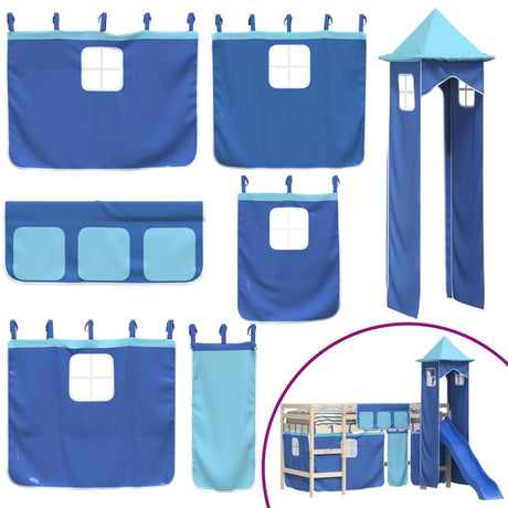 Vidaxl gordijnen voor hoogslaper met toren polyester blauw