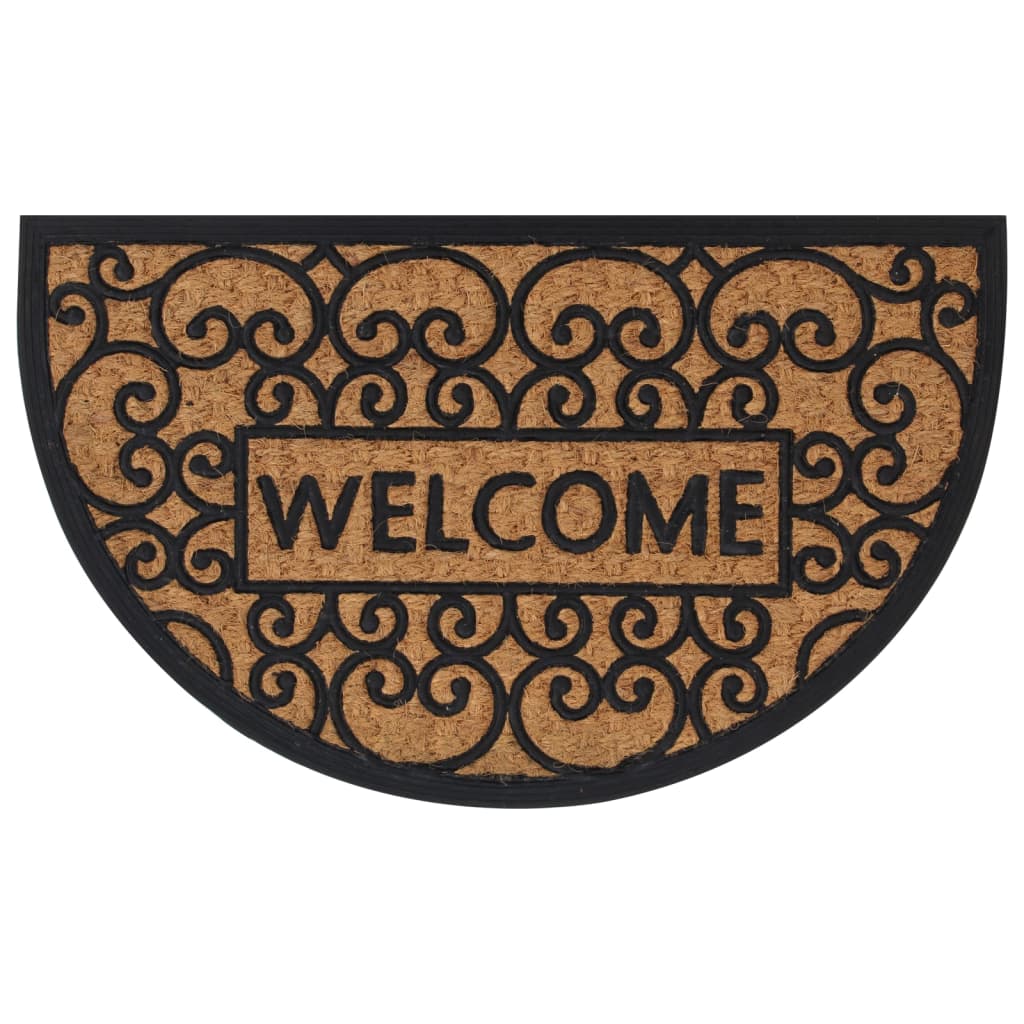 Vidaxld Doormat hallef-erop 45x75 cm Gummi a Kokosnossfaser