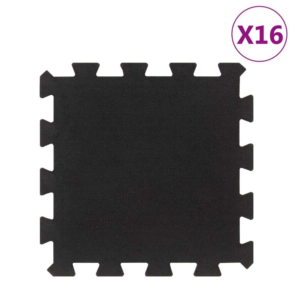 Vidaxl rubber tiles 16 st 16 mm 30x30 cm black