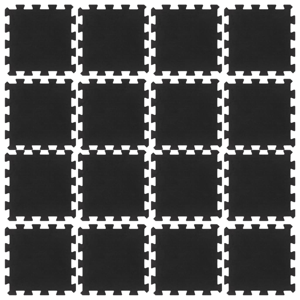 Vidaxl Tiles de goma 16 ST 16 mm 30x30 cm Negro