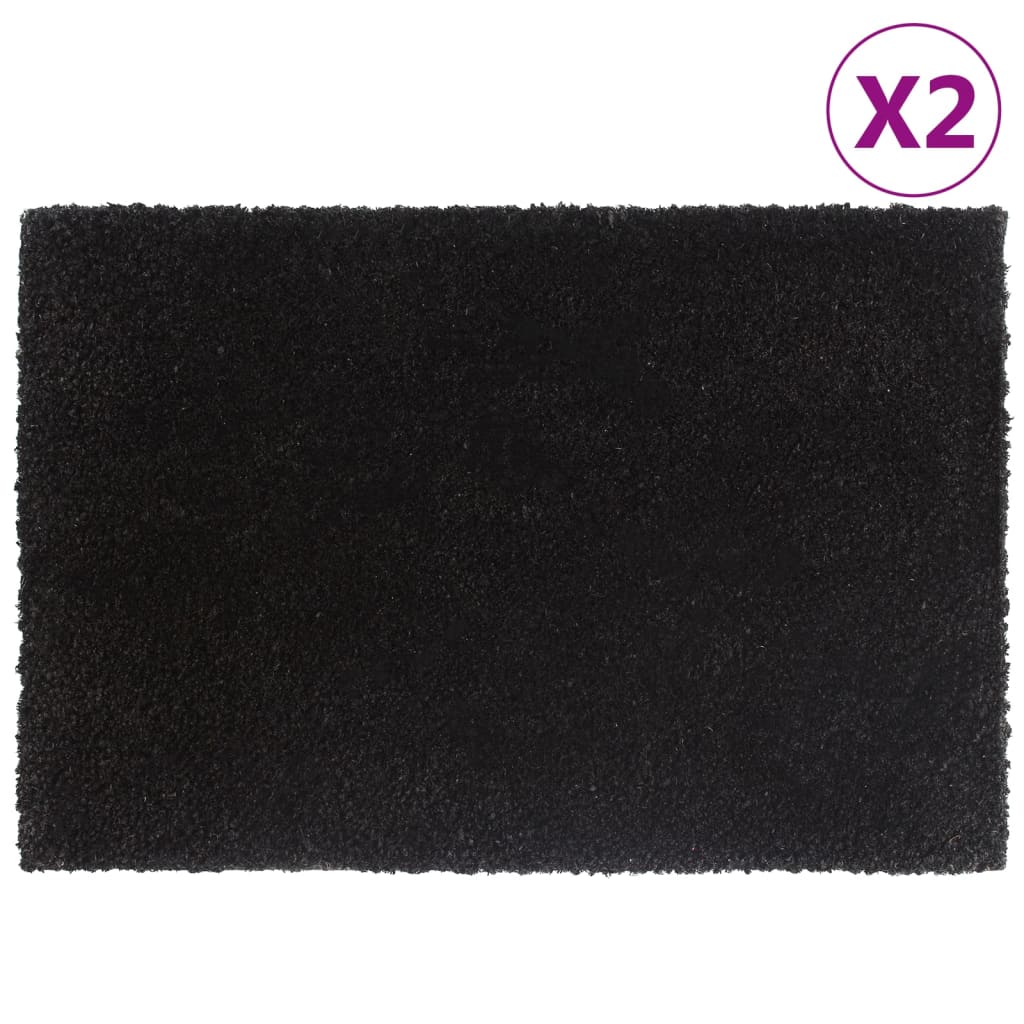 Vidaxl Doormats 2 st 40x60 cm huet Kokosnossfaser schwaarz