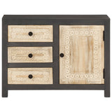 Vidaxl dressoir 75x35x55 cm massief mangohout grijs en wit