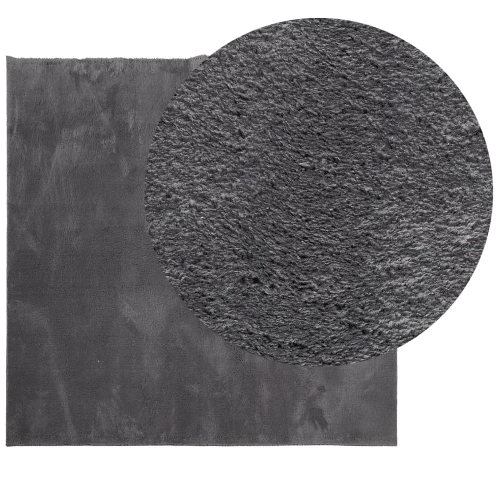 Tapis vidaxl Huarte Low-Pole Soft Soft Lavable 160x160 cm anthracite