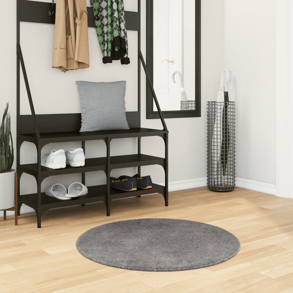 Vidaxl Rug Huarte Low -Pole Myk vaskbar Ø 80 cm Antracitt