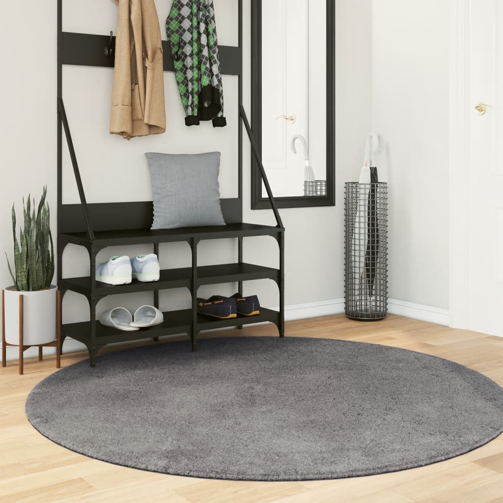 Vidaxl Rug Huarte Low -Pole Myk vaskbar Ø 160 cm Anthracite