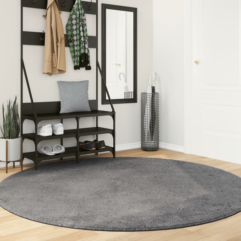 Vidaxl rug harte low -pole mëll washable Ø 200 cm Anthhracit