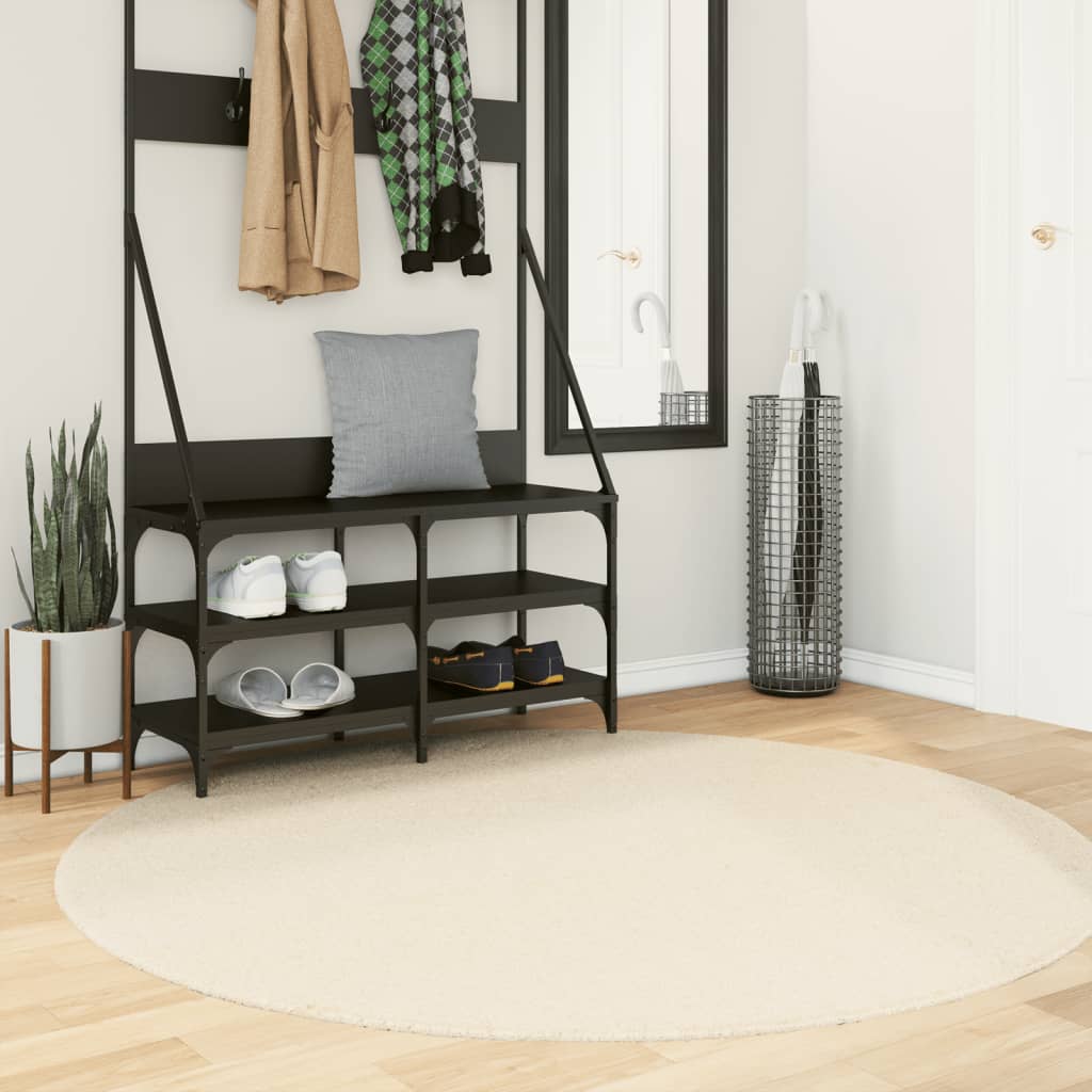 Vidaxl rug harte low -pole mëll wäschen Ø 160 cm Crème