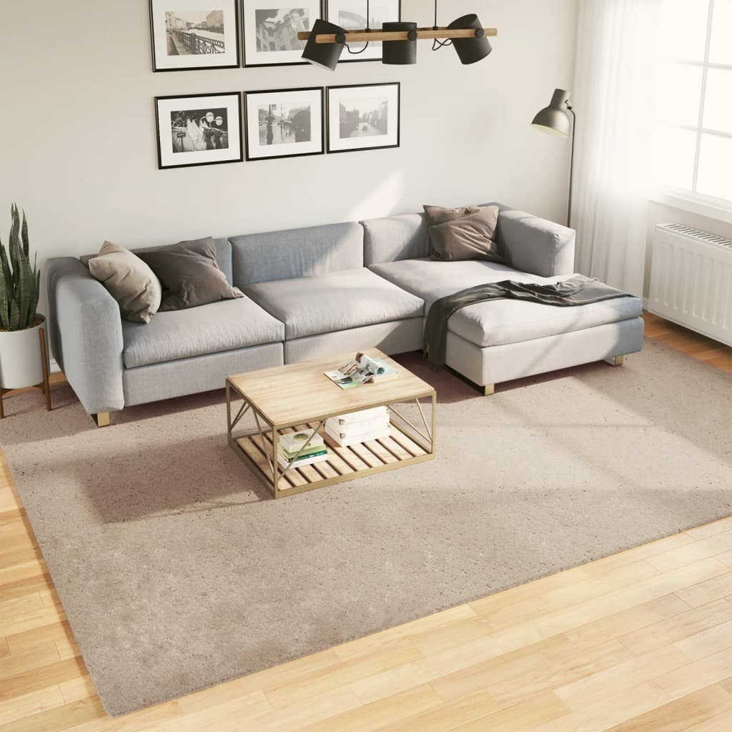 Vidaxl rug harte low -pole mëll ass lackble 240x340cm Sand -colored