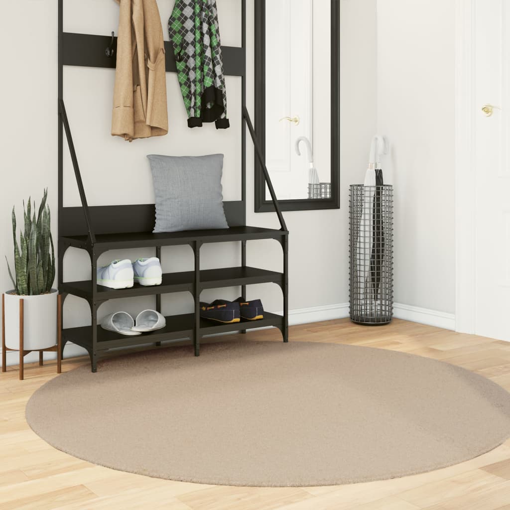 Vidaxl Rug Huarte Low -Pole Myk vaskbar Ø 160 cm sand -farget