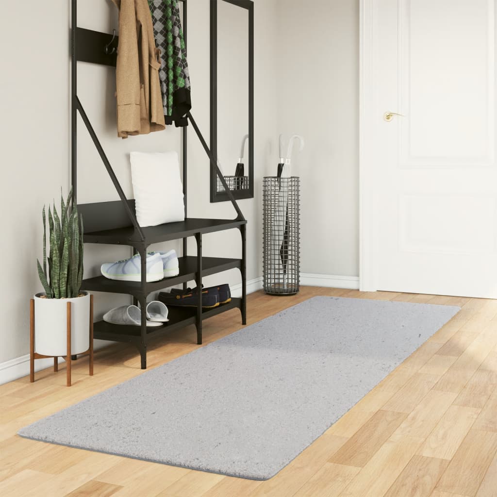 Vidaxl rug harte low -pole mëll wäschen 80x250 cm Grau