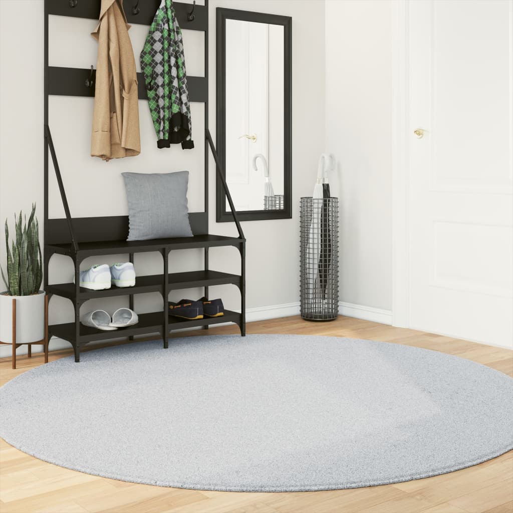 Vidaxl rug harte low -pole mëll wäschen Ø 200 cm Grau