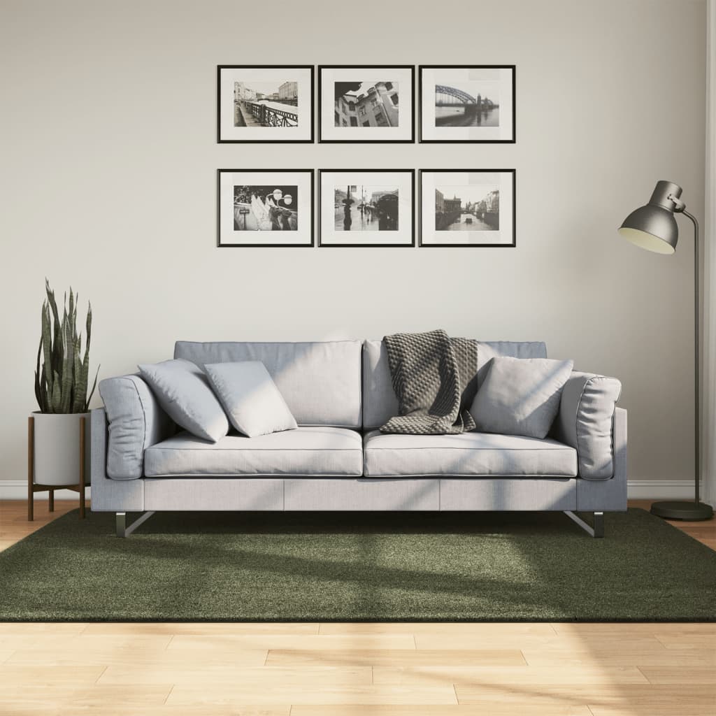 Vidaxl Rug Huarte Low -Pole blød vaskbar 140x200 cm skovgrøn