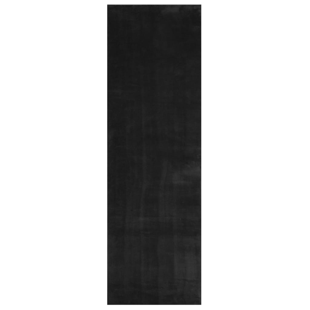 Vidaxl rug harte low -pole mëll wäschen 80x250 cm schwaarz