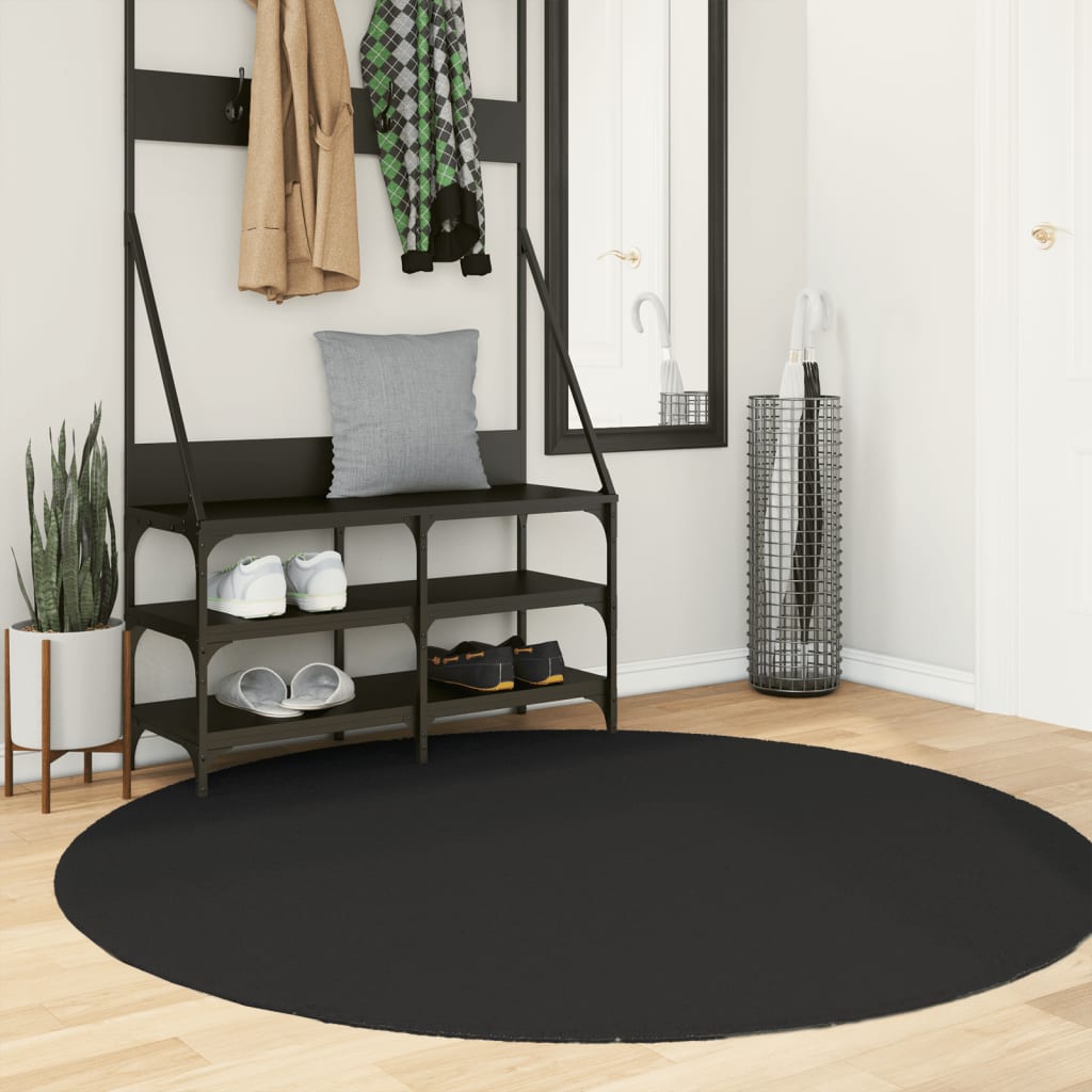 Vidaxl Rug Huarte Low -Pole Myk vaskbar Ø 160 cm svart