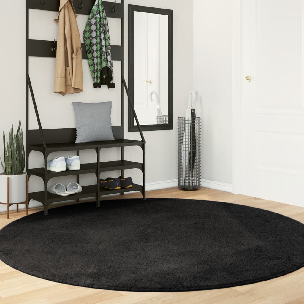 Vidaxl Rug Huarte Low -Pole Myk vaskbar Ø 200 cm svart