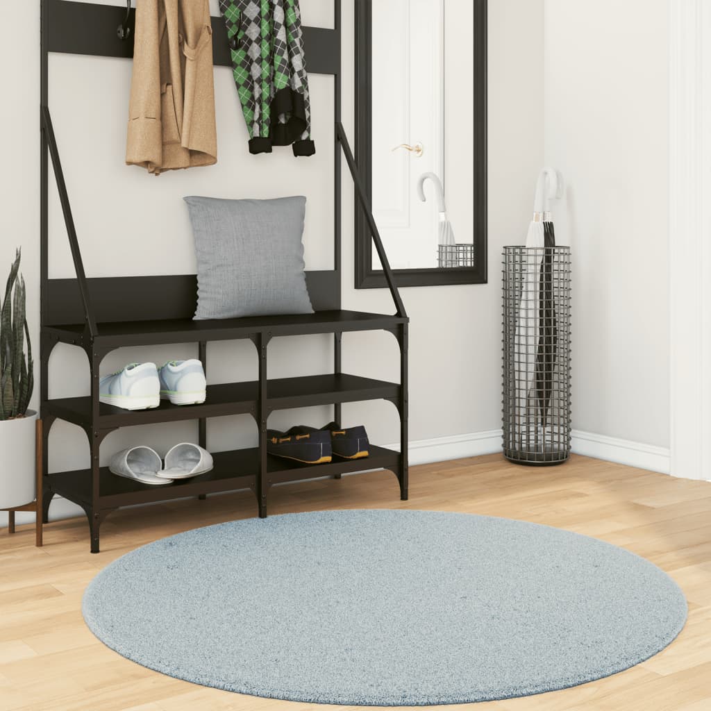 Vidaxl Rug Huarte Low -Pole Soft Washable Ø 120 cm Blå