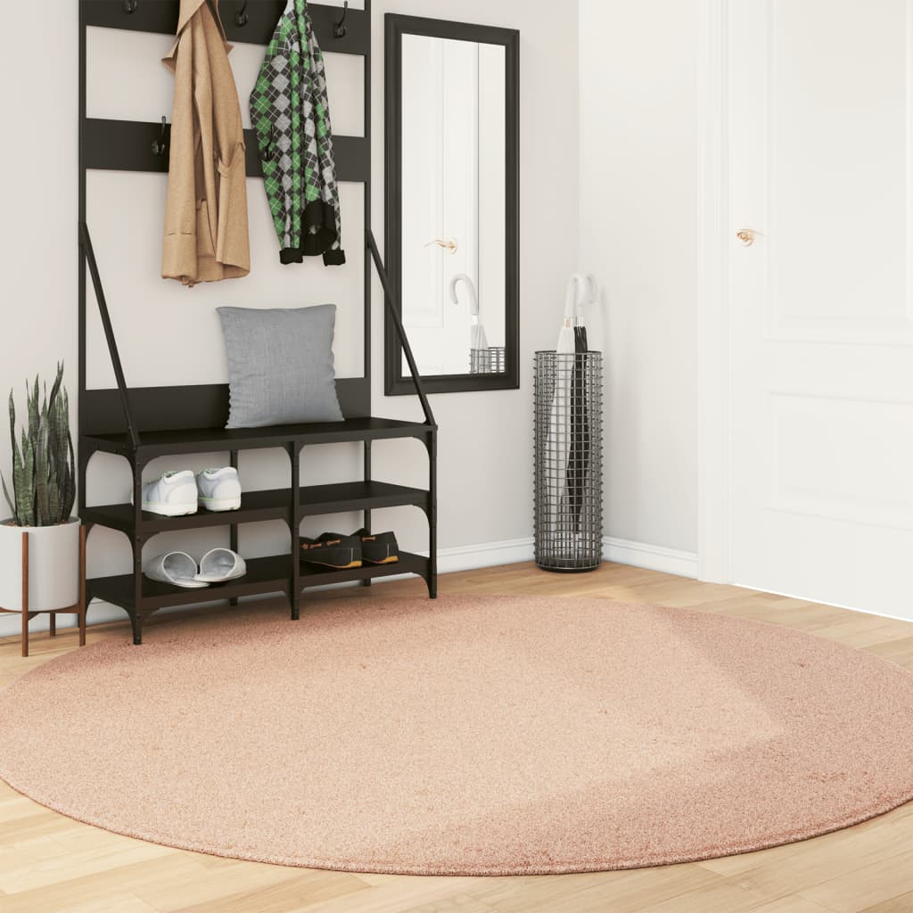 Vidaxl Rug Huarte Low -Pole Myk vaskbar Ø 200 cm rosa