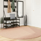 Vidaxl rug harte low -pole mëll wäschen Ø 200 cm rosa