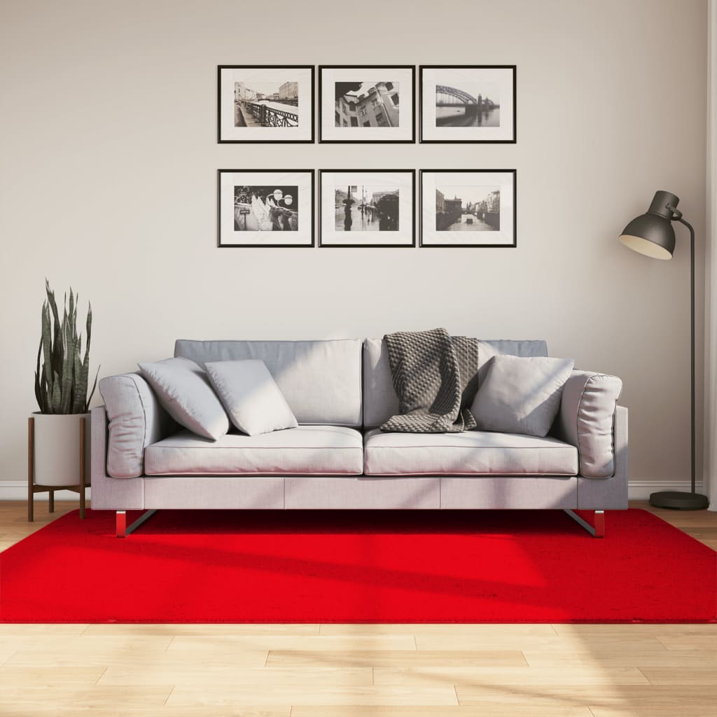 Tapis Vidaxl Huarte Low-Pole Soft Soft Lavable 140x200 cm Rouge