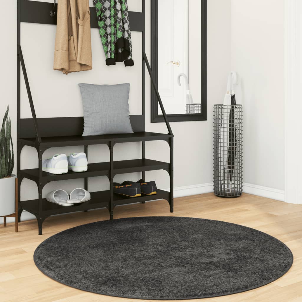 Vidaxl Rug Pamplona Shaggy Sterkt moderne Ø 120 cm Anthracite