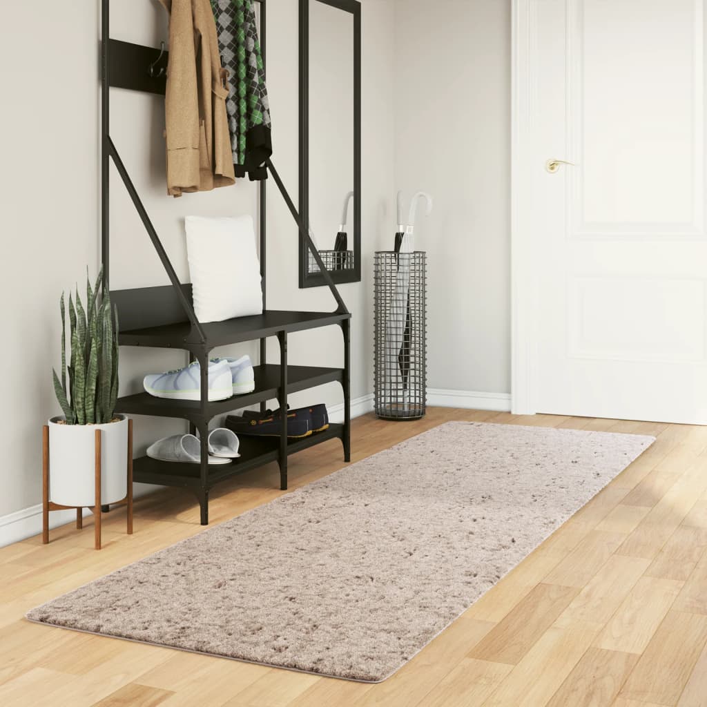 Vidaxl Rug Pamplona Shampgy héich modern 80x250 cm Bige