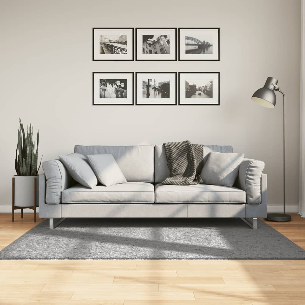 Vidaxl Rug Pamplona Shampgy héich modern 120x170 cm Grau