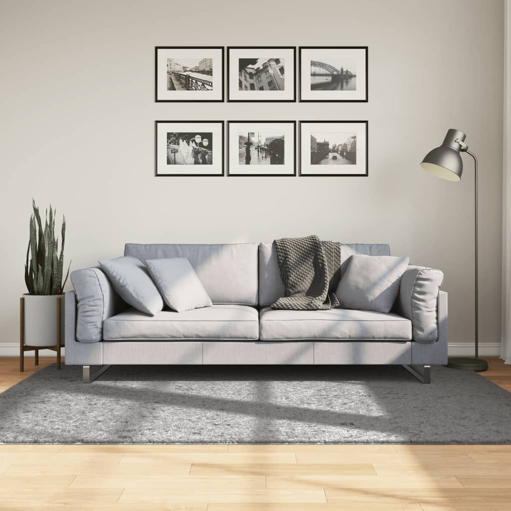 Vidaxl Rug Pamplona Shaggy Svært moderne 140x200 cm grå