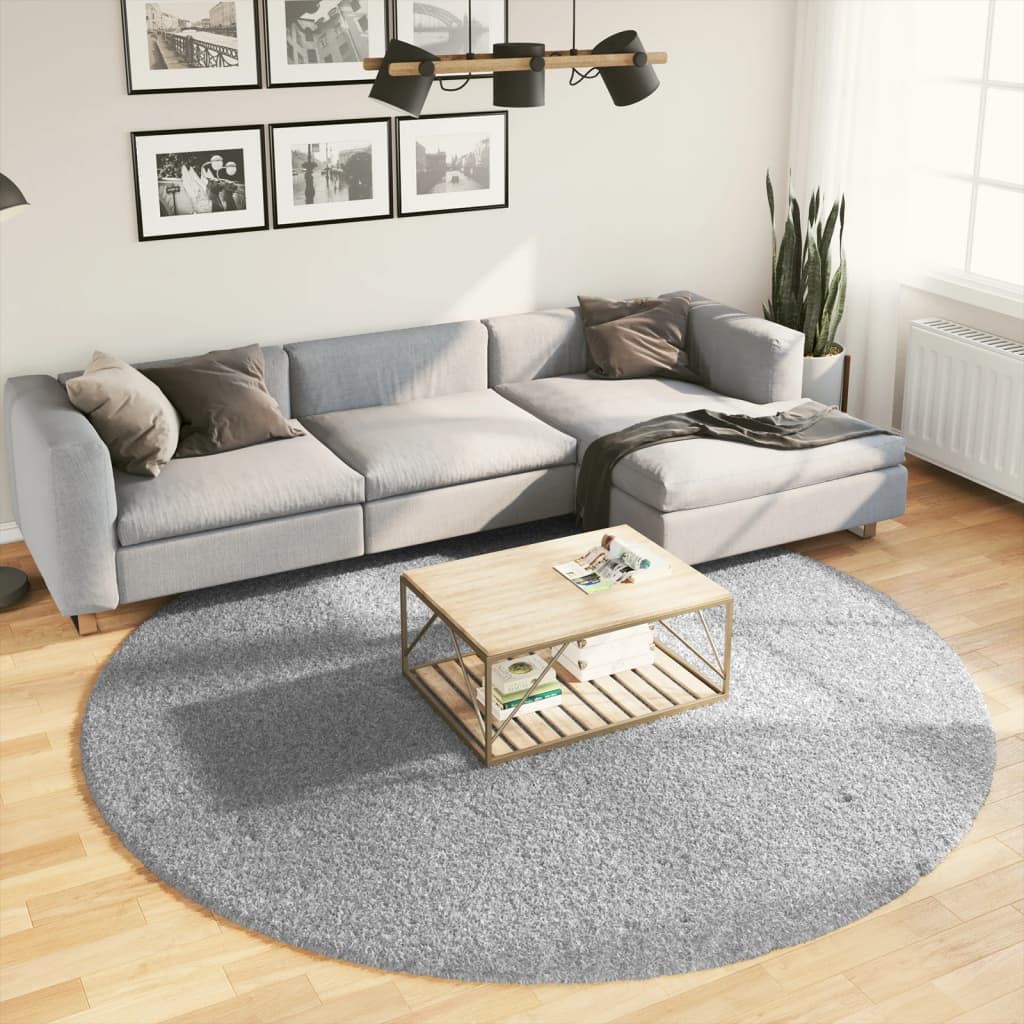 Vidaxl Rug Pamplona Shaggy Zelo moderna Ø 240 cm siva